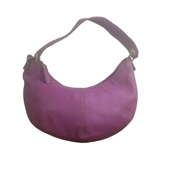 Vtg y2k The Sak bubblegum pink leather shoulder bag - Picture 1 of 10